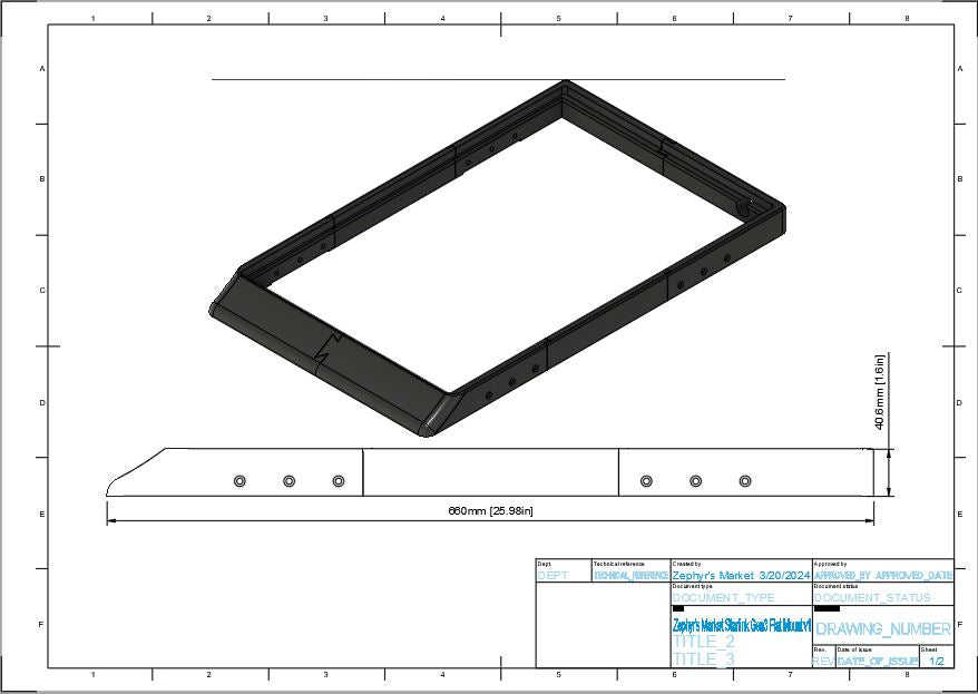 Standard Antenna Flat Mount (Complete) Kit compatabile with Starlink Gen 3 v4 - 1.9in Low Profile