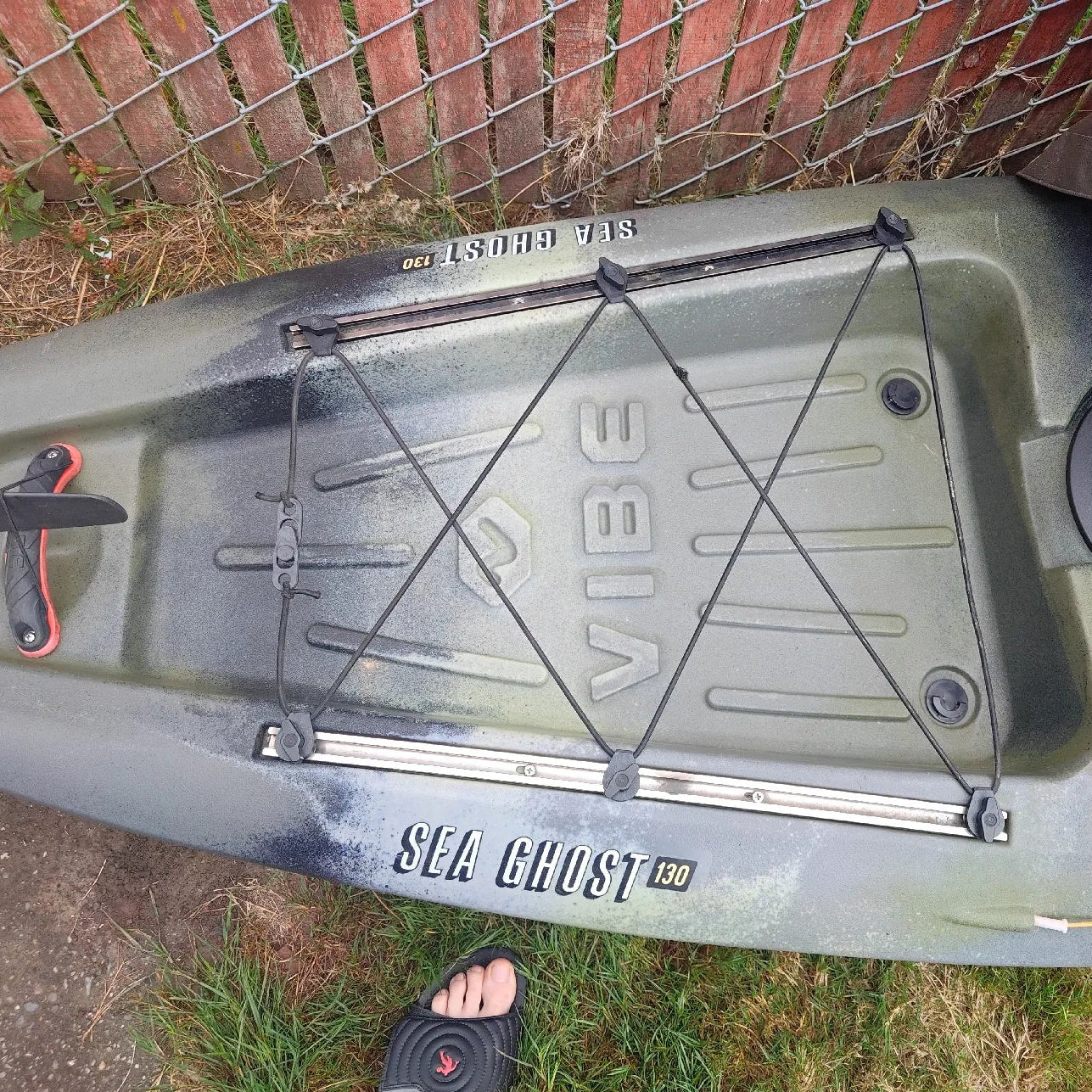 Kayak Vibe Sea Ghost 130/110 Better Hook for the trunk bungee to better secure everything.