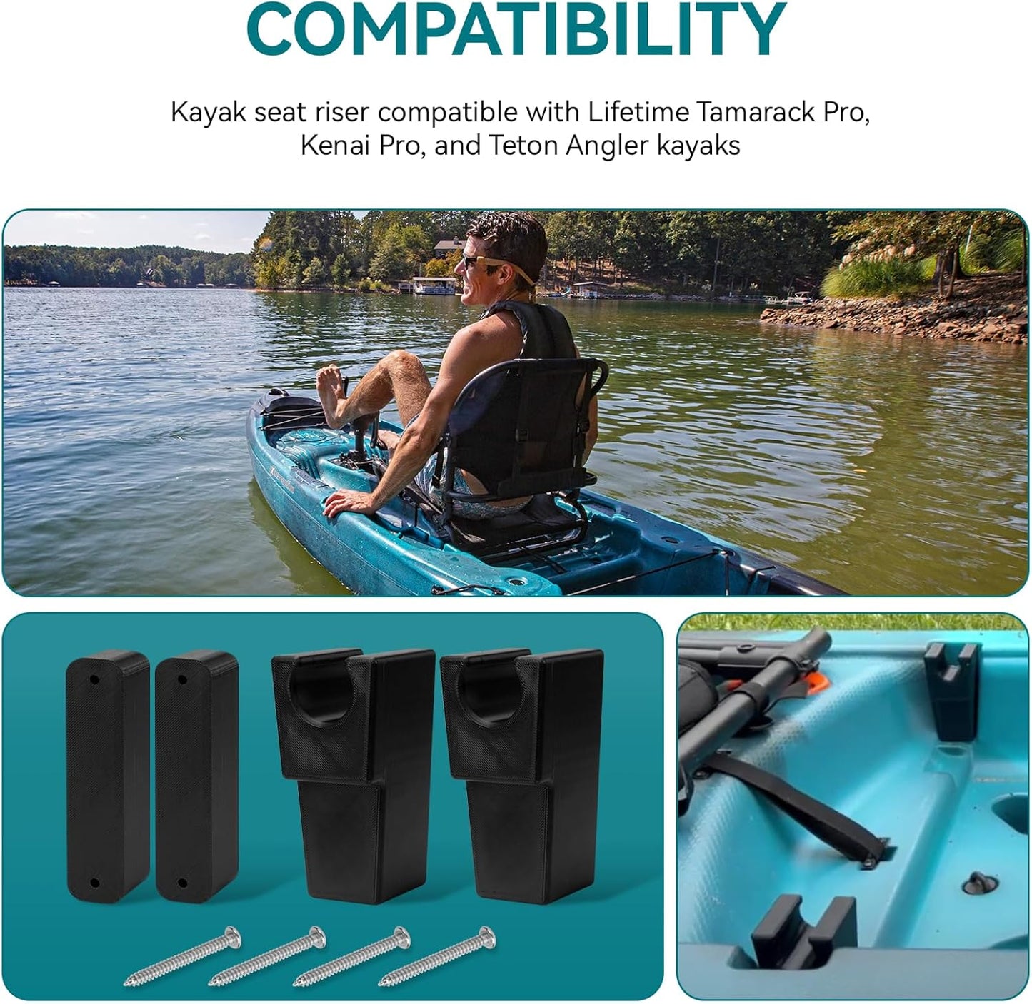 Kayak Seat Riser for Lifetime Tamarack Pro, Kenai Pro, and Teton Angler kayaks (NO SEAT INCLUDED)